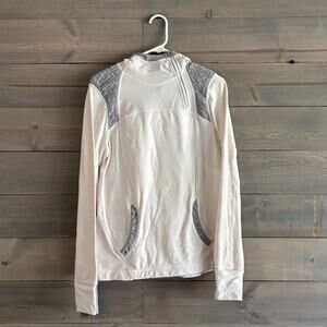 LULULEMON | Run: For It Pullover White/Heathered Blurred Gray Fleece Size 8